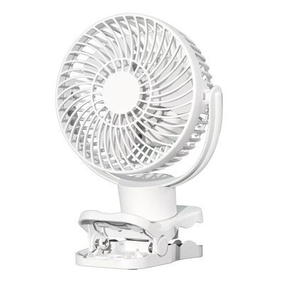 White Portable USB Fan with LED Light & Remote