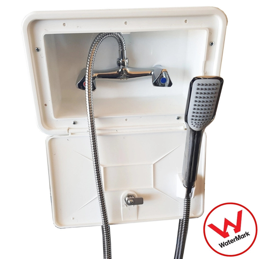 White External Shower Box Watermarked - Campsmart.net.au