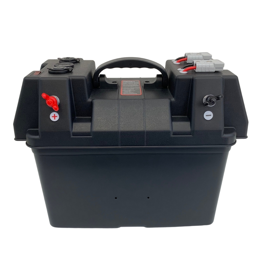 Portable Battery Box with Anderson Plugs, Voltmeter, USB & 12V Outlet