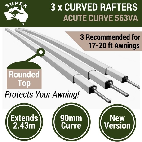 3x Supex 563VA Acute Curved Awning Rafter for RollOut Caravan Roof