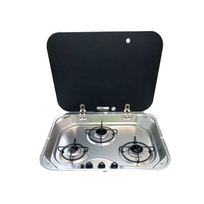Camec 3 Burner Gas Stove Cooktop with Glass Lid