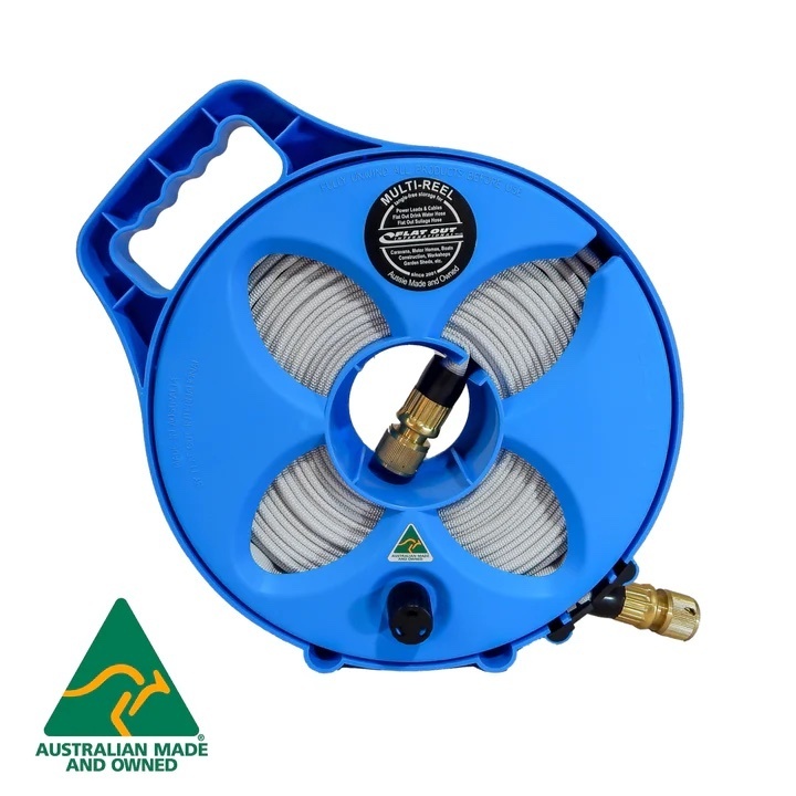 Flat Out 10m Drinking Water Hose on Blue Reel with New German