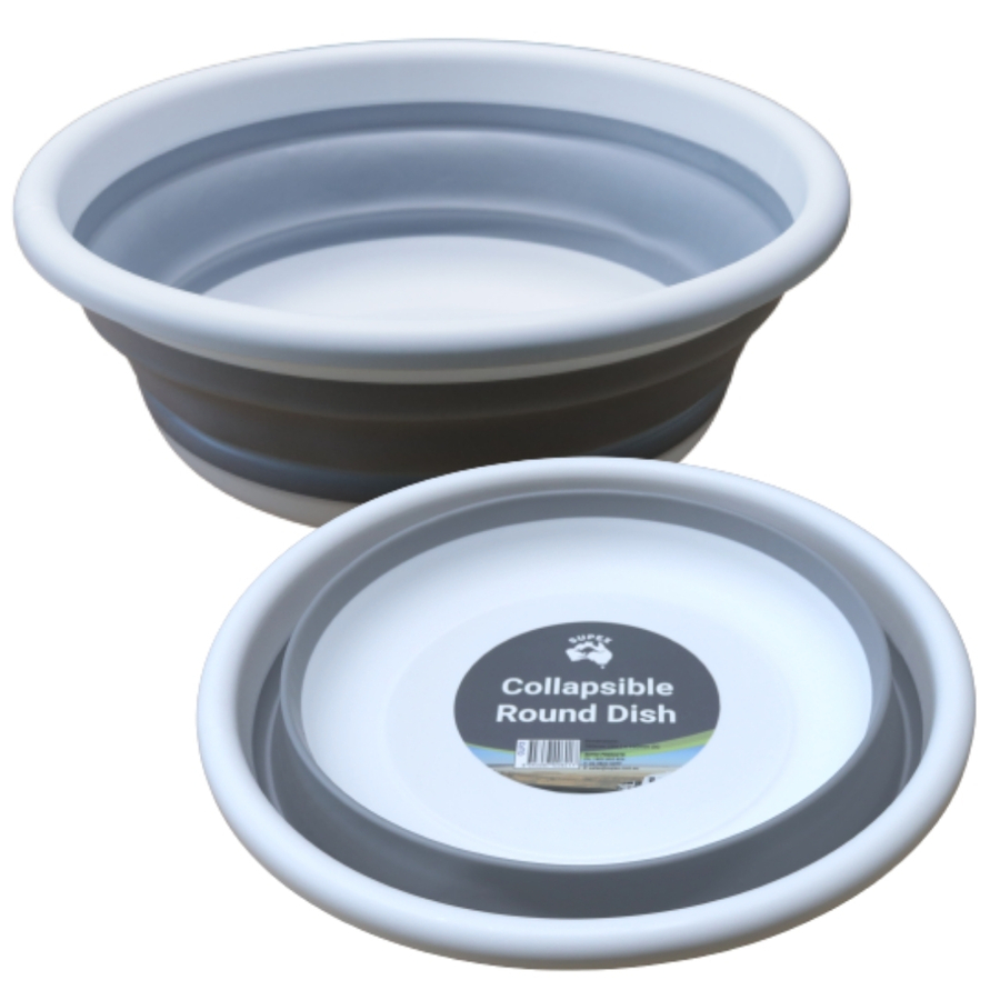 Collapsible Round Dish 10L Bowl (White / Grey)