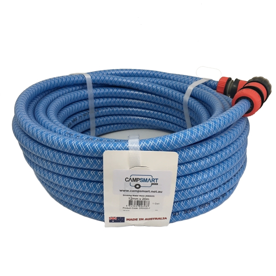 Certified blue drinking water hose for caravans,camping & motorhomes 15m with connectors 