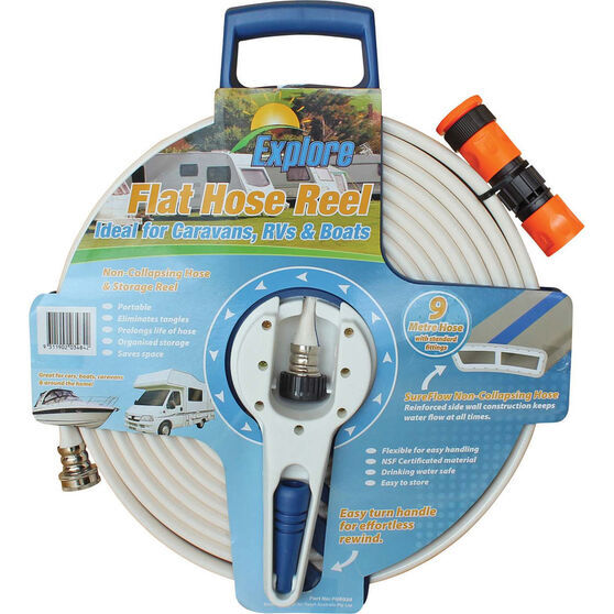 9m Explore Flat Drinking Water Hose with Reel 