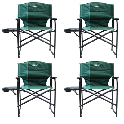 Supex Aluminium Camping Chair with Side Table & Cup Holder (Set of 4x)