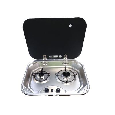 Camec 2 Burner Gas Stove Cooktop with Glass Lid