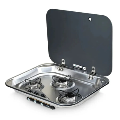 Camec 3 Burner Gas Stove Cooktop with Glass Lid