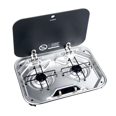 Dometic 2 Burner Gas Stove Cooktop with Glass Lid