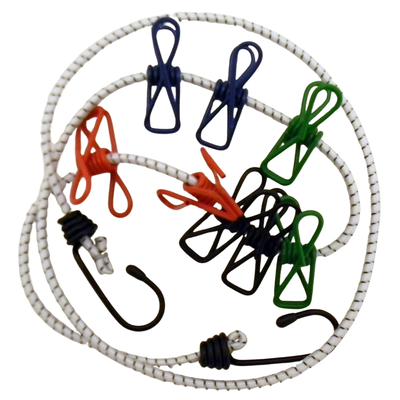 Elasticised Clothes Line with Built-In Pegs