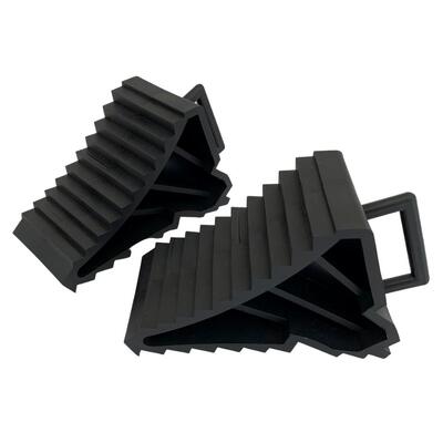 Pair of Black Wheel Chocks with Handles