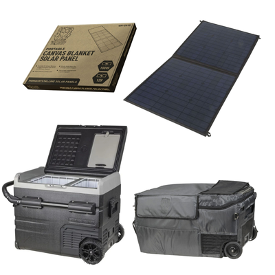 35L Brass Monkey Portable 12V Fridge Freezer -  Solar Plus Cover Pack 