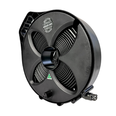 9m 32mm Flat Out Sullage Hose on Black Reel