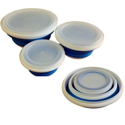 Round Collapsible Silicone Containers - with Lids