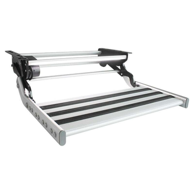 TRA - Single 12v Electric with LED Light - Grey - Caravan Step